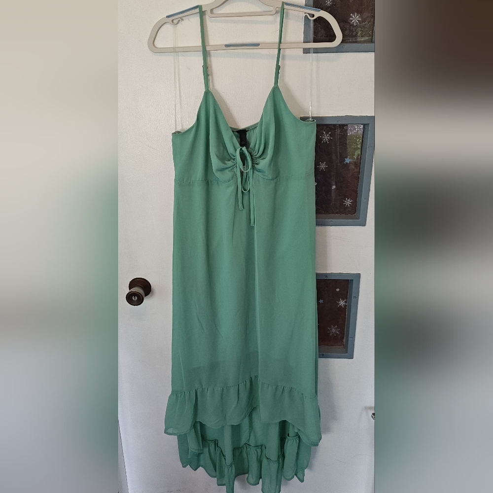 Wild Fable Green Ruched Tie Front Sundress